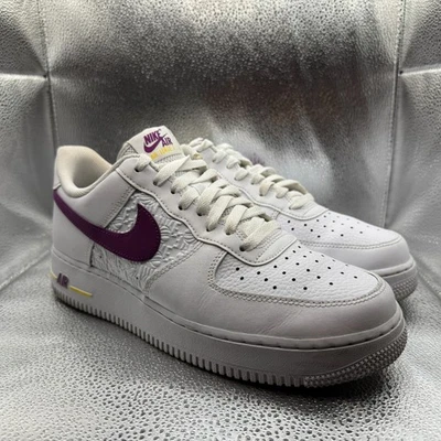 Size 9.5 Nike Air Force 1 '07 Embossed Hoops White Mens Sneaker FJ4209-100 - Image 1 of 4