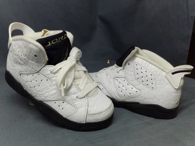 Nike мальчиков Jordan 6 ретро OG (PS) кроссовки белый черный серый размер 10c новый без коробки! - Изображение 1 из 4