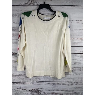 New York & Company Sweater Women's 2XL Cream Argyle Colorblock Pullover Knit NWT - Image 1 of 4