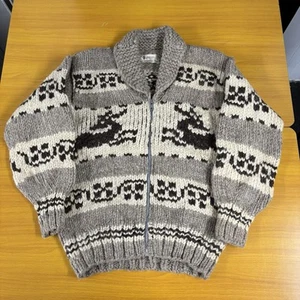 Genuine Cowichan Vintage Jumper Sweater CANADA Virgin Wool - XL - HOLE - Picture 1 of 8