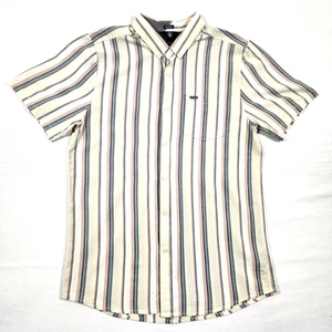 Volcom Button Shirt Mens XL Short Sleeve Vertical Stripes Modern Fit True To Thi - Picture 1 of 8