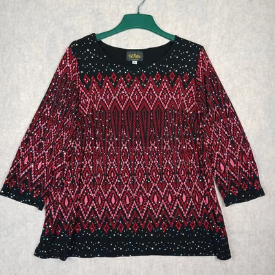 BOB MACKIE носимый искусства блузка со стразами праздник блестящий женский размер 2 X - Изображение 1 из 4