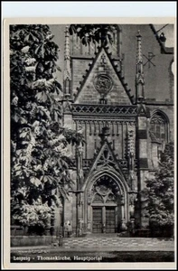 LEIPZIG 1954 DDR Bedarfspost-AK Postkarte Portal Kirche Thomaskirche gebraucht - Picture 1 of 1