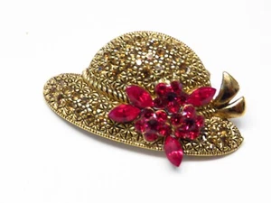 Cappello spilla strass con nastro oro e rosso 1,5 pollici - Foto 1 di 4