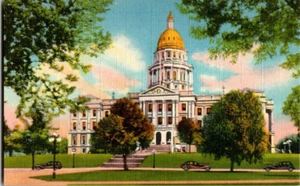 Unposted Linen Post Card The State Capitol Denver Colorado - Picture 1 of 2