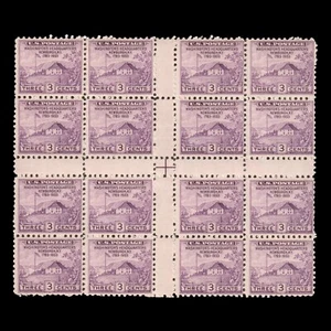 US # 752 WASHINGTON's NY HQ Cross-Gutter Centerline Dashes Block 16 Stamps MNGAI - Picture 1 of 2