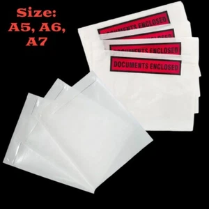 DOCUMENTS ENCLOSED WALLETS Pouches Envelopes Clear Plastic Self-Adhesive - Picture 1 of 5