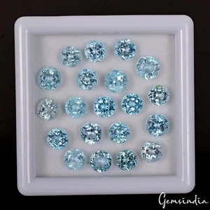 Lote de 20 piedras preciosas sueltas topacio azul suizo corte redondo de 23,40 quilates certificado natural - Imagen 1 de 10