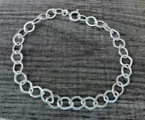9" Sterling Silver Diamond shaped 7x6mm Link Charm Bracelet - Picture 1 of 4