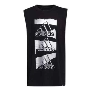 Adidas size M Medium 10-12 yrs. boy's black/silver logo tank top NWT 100% Cotton - Picture 1 of 1