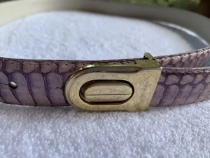 Vintage Genuine Snakeskin Belt Womens Medium Purple Brass Buckle Adjustable USA - Picture 1 of 11