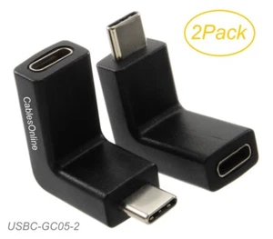 2-Pack Right-Angle USB-3.1 Type-C Male to Type-C Female Extension Adapters - Picture 1 of 3