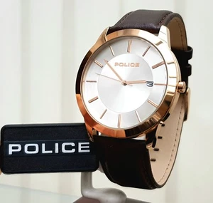 Genuine POLICE Designer Mens watch Brown leather Working RRP£189 (PO116 - Picture 1 of 12