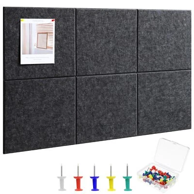 Large Cork Board 36" x 24" 6 Pack Felt Wall Tiles with Colored 30 Pcs Pushpin... - Image 1 of 4