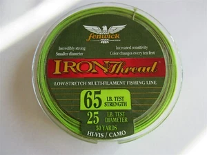 Fenwick Iron thread low stretch fishing line 65 lb 50 yds Hi Vis camo green - Picture 1 of 1