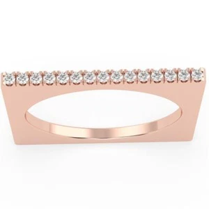 Anillo de boda aniversario oro rosa 14K diamante redondo genuino I1 G 0,15 quilates RS 7,5 - Imagen 1 de 5