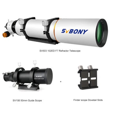 SVBONY SV503 102ED F7 Refractor Telescopes W/ SV106 50mm Guide Scope W/ Dovetail - Image 1 of 4