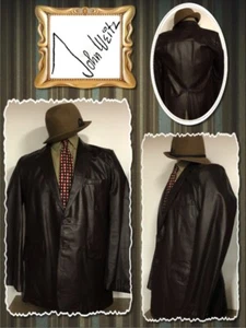 John Weitz Herren Vintage braun LEDER 40L hoch Ledermantel Jacke 978012A - Bild 1 von 10