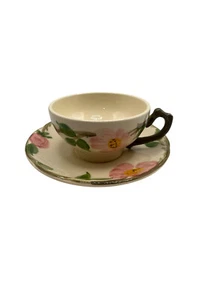 Vintage Franciscan Desert Rose Tea Cup Saucer USA 4” Diameter Pink Green FLAW - Picture 1 of 8
