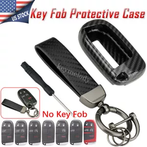for Jeep Grand Cherokee Carbon Fiber Remote Car Key Fob Case Cover w/ Keychain - Picture 1 of 16