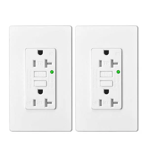Self-Test GFCI Outlet 20 Amp Wall Tamper-Resistant Receptacle LED Indicator 2Pcs - Picture 1 of 12