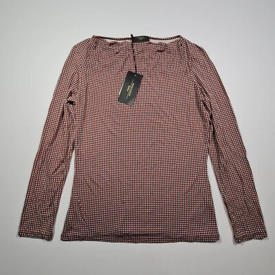 Weekend Max Mara Womens Top Red XL Check Long Sleeve Jersey Blouse - Image 1 of 4