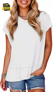 Womens Summer Tops 2025 Cap Short Sleeve T Shirts Trendy Dressy Casual Crew Neck - Picture 1 of 4