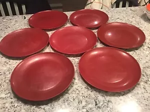 Lot of 7 Nordic ware Large Red Dinner Plate 10 Inches FLAW - Picture 1 of 6