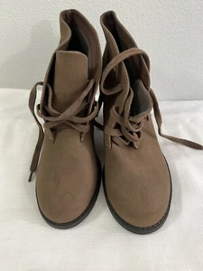 Brown Faux Suede Lace Up High Heel Platform Ankle Boot Bootie Soda - Picture 1 of 4