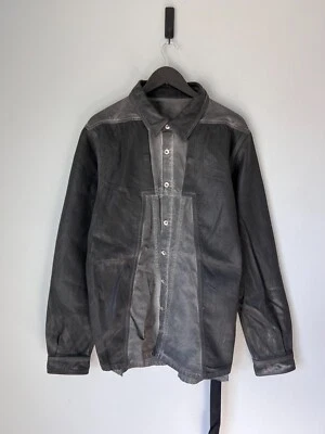 Camisa Rick Owens DRKSHDW Splintered - Tamanho XL - Cinza Pedra - NOVA - Feita na Itália - Imagem 1 de 4