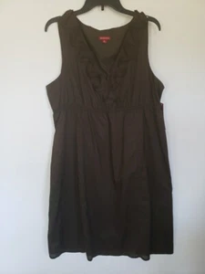 NWT Merona Cotton DRESS Size XL Brown Wrap Front Ruffle Trim Sleeveless Elastic  - Picture 1 of 9