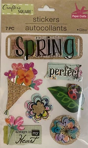 Crafters Square 3-D Pop-Up Glitter -Tema Primavera -Adesivi (7 Pezzi) - Foto 1 di 2
