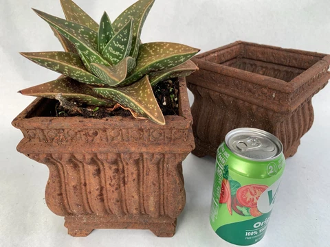 Vintage Ornate Cast Iron Garden Pots Planter   Set of 2 Cover