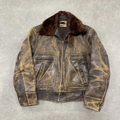 Винтажный 1940-х 50-х Spiegel лошади кожи меха кожаная куртка Sz M - Изображение 1 из 4