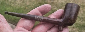 Vintage Early 1900s Wooden Pipe WIth SIlver Collar - ADP - Picture 1 of 3