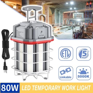 Led Temporary Work Light 80W Linkable Construction Jobsite Light 11,600LM 5000K - Picture 1 of 12