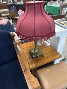 Beautiful tassel Brass looking embossed and engraved table lamp. Absolute WOW - Picture 1 of 2