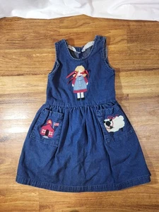 Handmade Hand Cross Stitch Cottagecore Prairie Childrens Denim Dress Size 8? - Picture 1 of 5