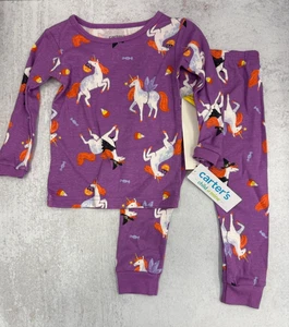 18 M Carter's Girls Halloween Unicorn Purple Two-Piece Pajamas PJs - Picture 1 of 2