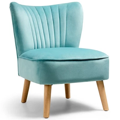 Armless Accent Chair Modern Velvet Leisure Chair Single Sofa Upholstered Green - Image 1 of 4