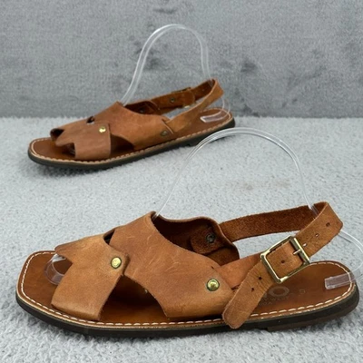 Sandalias Kino para mujer talla 9 de cuero marrón hechas a mano en Key West Florida con tira trasera Foto 1 de 4