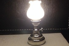 Dolls House Miniature 1/12th Scale LED Chrome Tulip Table Lamp SBLED339