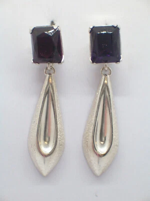 Orecchini pendenti in ARGENTO 925 con Pietra viola - imitazione ametista - - Immagine 1 di 4