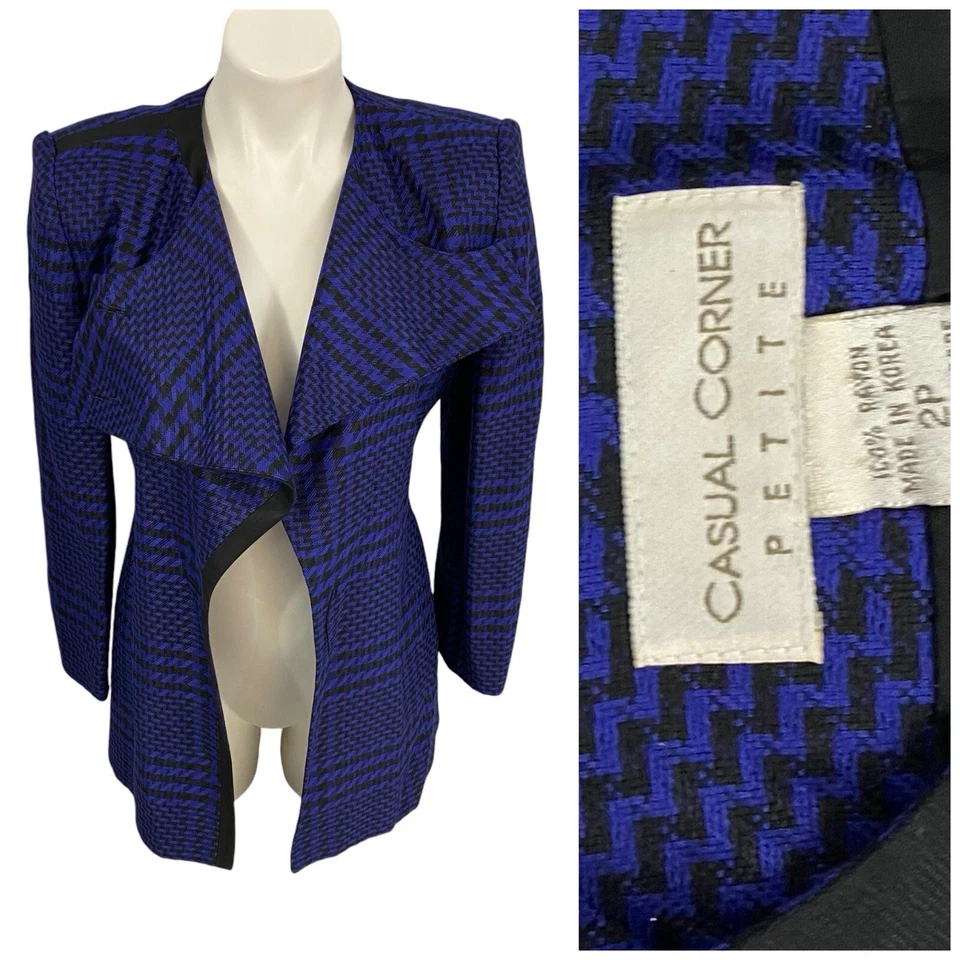 Blazer Esquinero Informal Mujer 2P Chaqueta Púrpura Trabajo Oficina Carrera Informal Talla Grande Foto 1 de 4