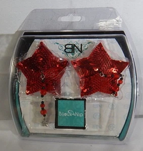 Cubiertas para pezones con cuentas Bijoux de Nip lentejuelas rojas en forma de estrella TF - Imagen 1 de 2