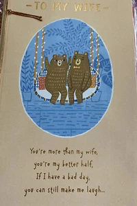 Happy Mother’s Day My Wife My Better Half Cute Bear Couple Large Greeting Card - Picture 1 of 4