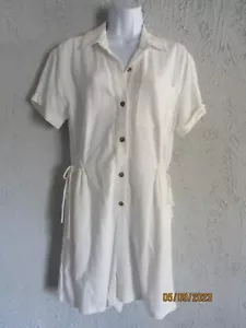 Every nwt sz S ivory romper button down viscose cotton gathered sides cute - Picture 1 of 6