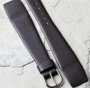 Correa abierta Hirsch marrón oscuro liso 20 mm para reloj vintage con asa de alambre fijo - Imagen 1 de 3