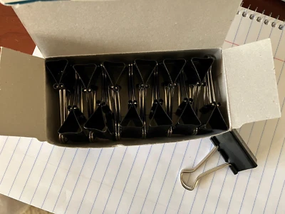 CLIPS DE CARPETA de 1 1/4 de pulgada (12 ct) tamaño 5 negro fuente comercial 36551/nuevo en caja Foto 1 de 4