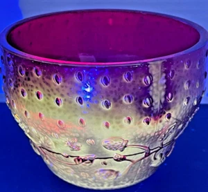 Longaberger Collectors Club Strawberry Jam Jar RedPressedGlass Missing Lid GLOWS - Picture 1 of 7